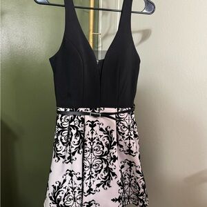 Crystal Doll Black and Pink Floral Mini Dress